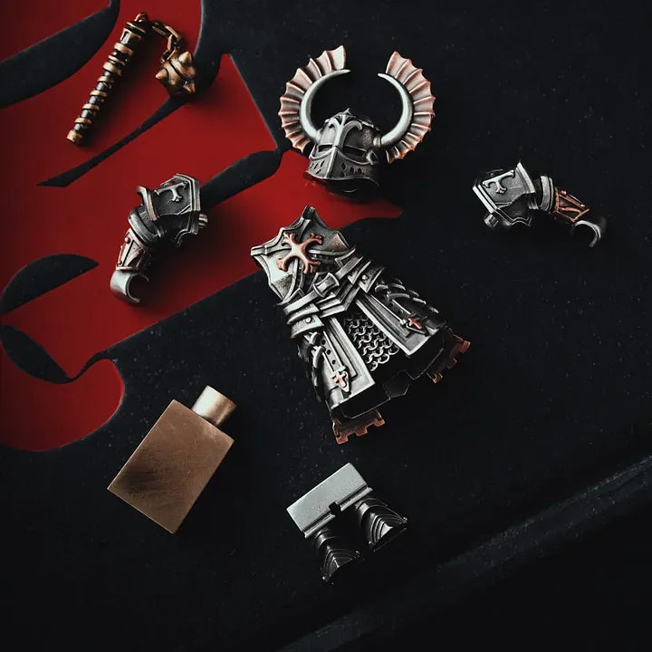 Crusader bronze Collectible Figurine – Magnetic Detachable Accessories Set