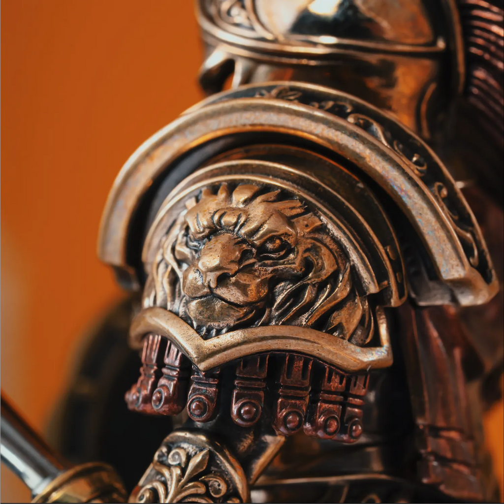 Spartan Warrior Bronze Copper Figurine – Magnetic Desk Decor Detachable Metal Collectible