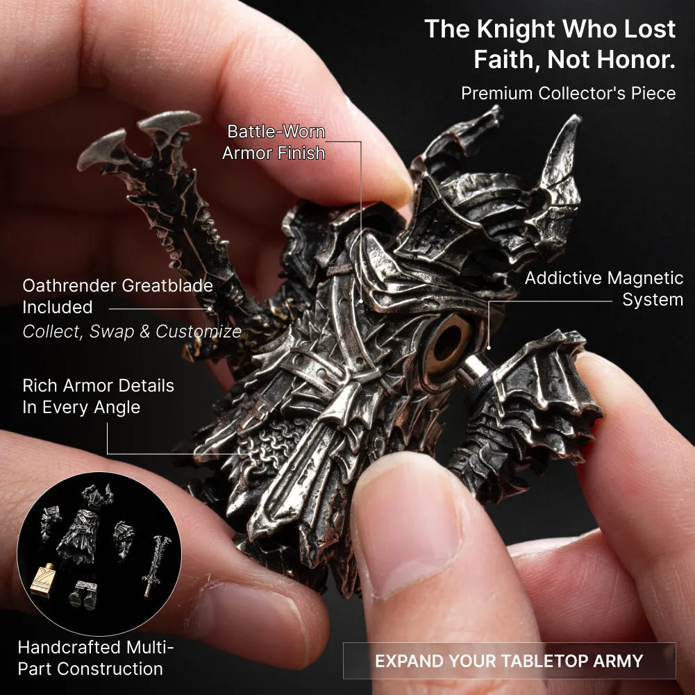 Black Knight Magnetic Metal Figure Detachable Bronze Copper Knight Statue Collectible