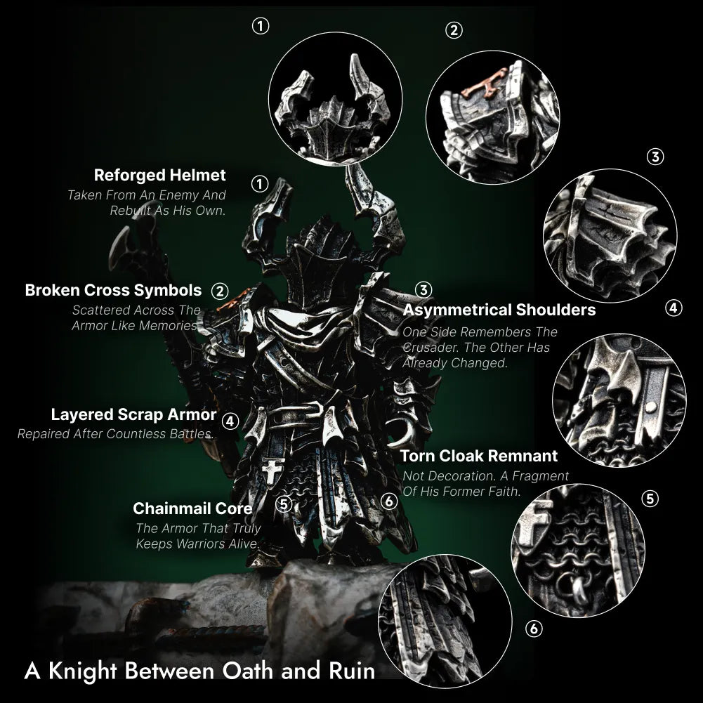 Black Knight Magnetic Metal Figure Detachable Bronze Copper Knight Statue Collectible