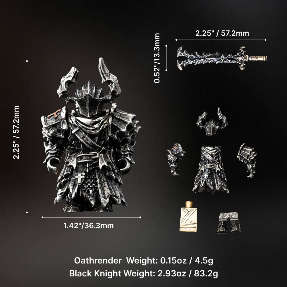 Black Knight Magnetic Metal Figure Detachable Bronze Copper Knight Statue Collectible