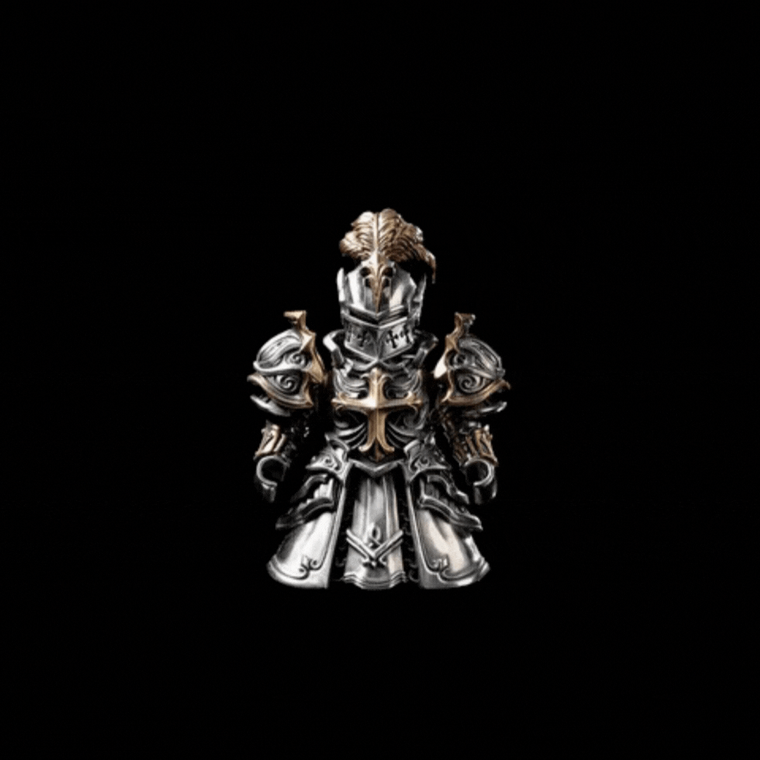 Crimson Templar Collectible Figure Detachable Bronze Copper Knight Statue